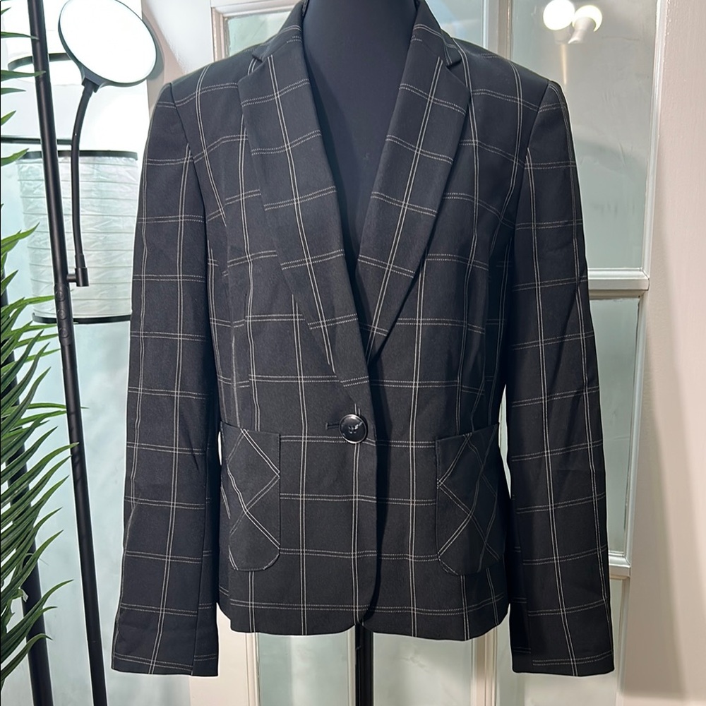 Kasper Black and White Blazer Classic Suit Jacket